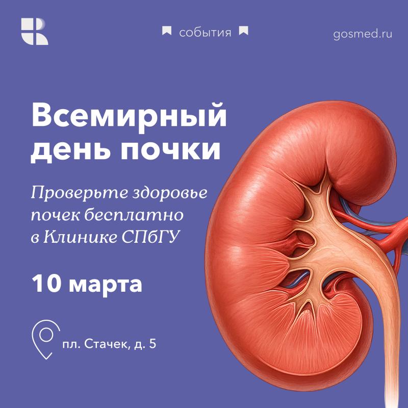 Всемирный день почки: Проверьте здоровье почек бесплатно!