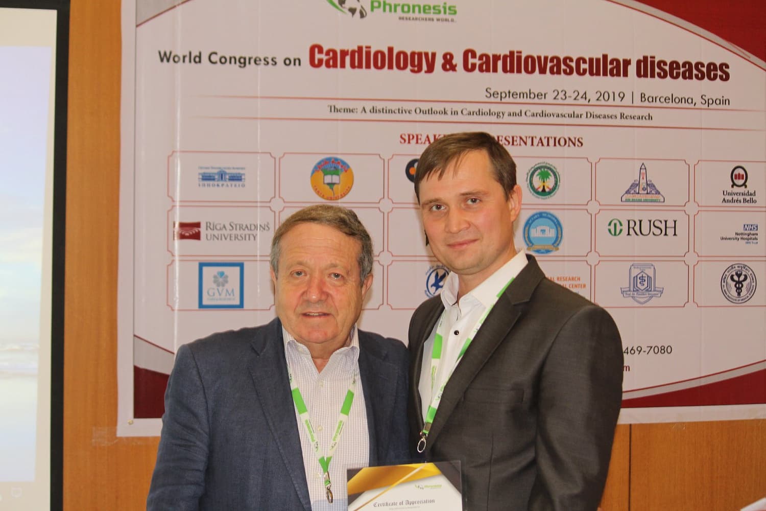 23 и 24 сентября 2019 года в городе Барселона проходил «Мировой конгресс кардиологов и сердечно-сосудистых хирургов», посвященный проблемам диагностики и лечения сердечно-сосудистых заболеваний